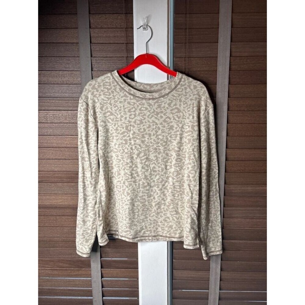 Saturday Sunday by Anthropologie XS Beige Animal Print Long Sleeve Knit Top